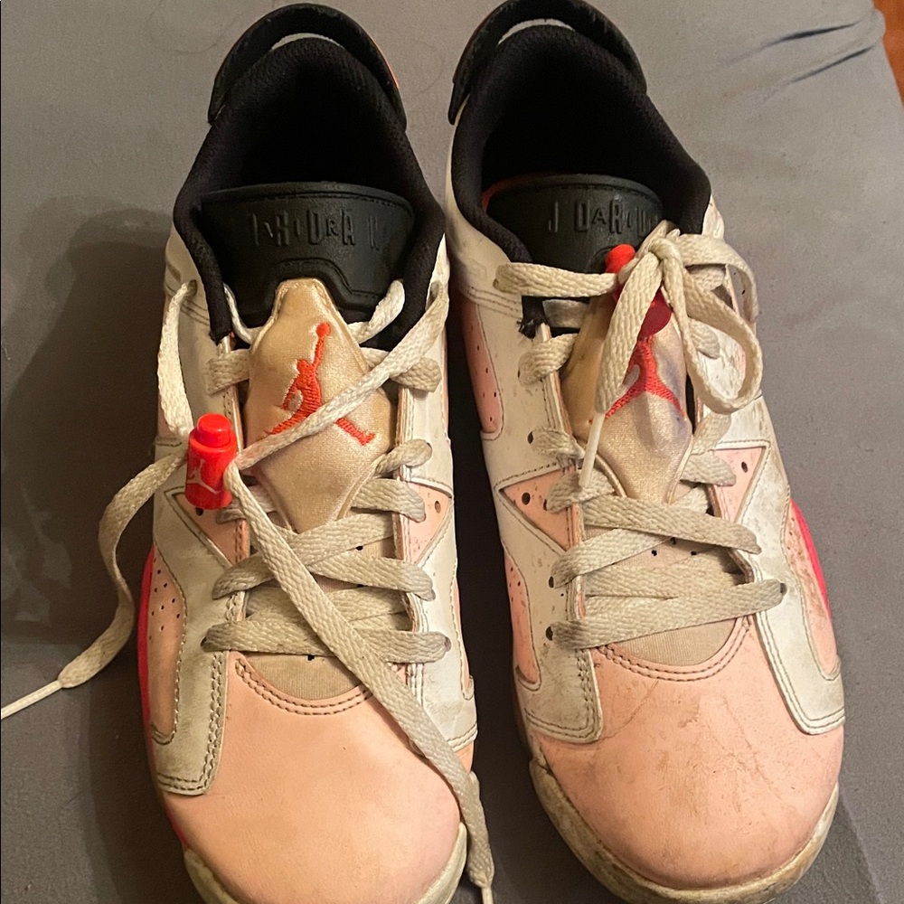 Jordan Sneakers with Pink and Red Highlights